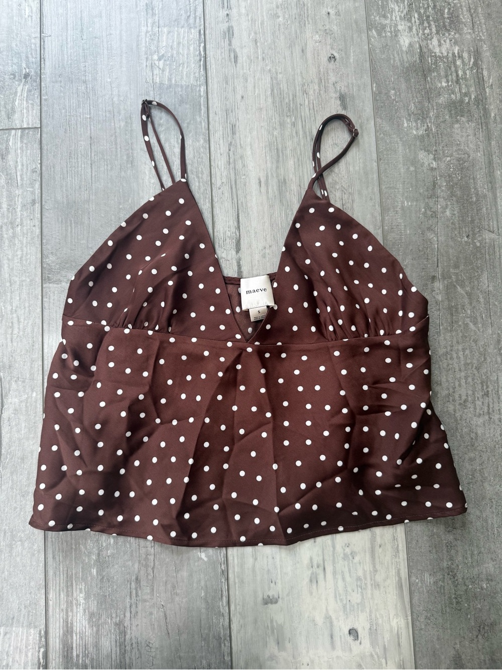 Maeve Anthropologie Clara Brown Polka Dot Cami Tank Top Swing Blouse Size Small